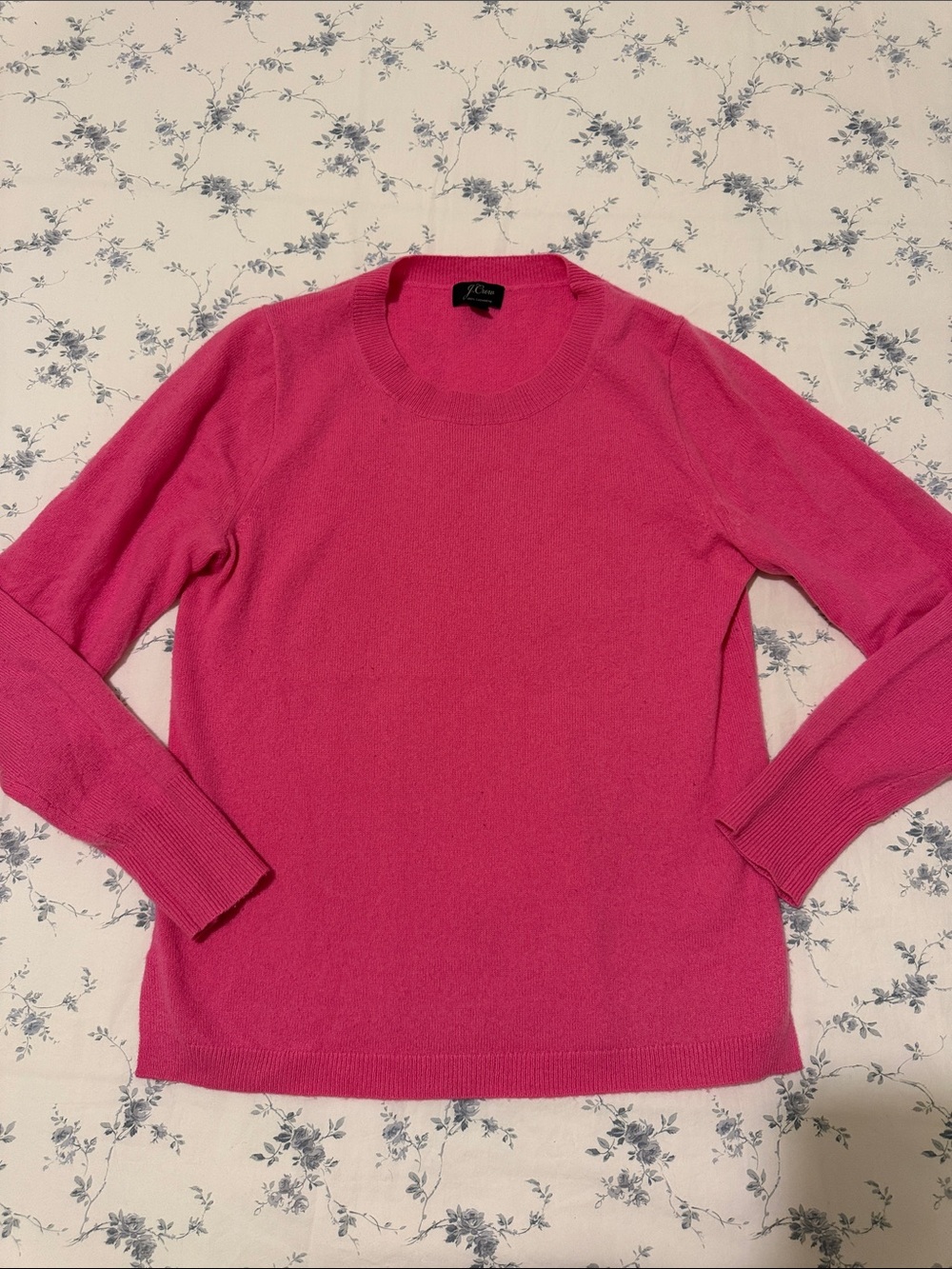 J. Crew 100% Cashmere Classic Crewneck Women's Sweater in Bright Pink